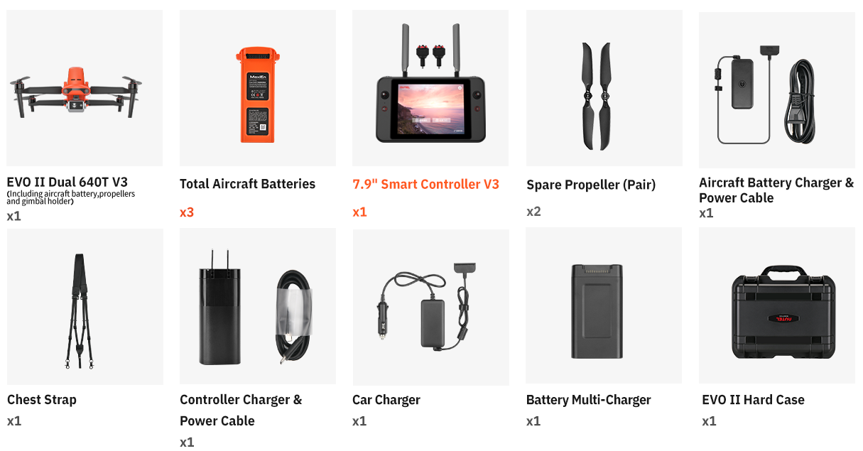 autel evo dual 640t rtk v3 package list v3-pc