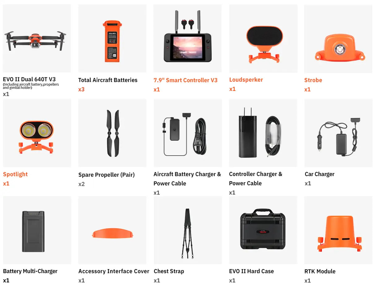 autel evo dual 640t rtk v3 package list v3-pc