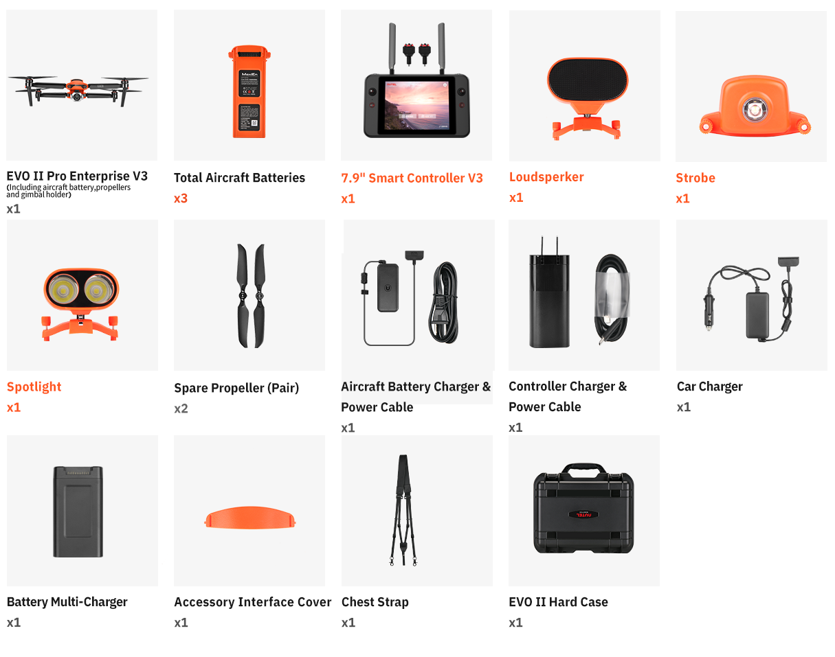 autel EVO II Pro Enterprise V3package list mobile